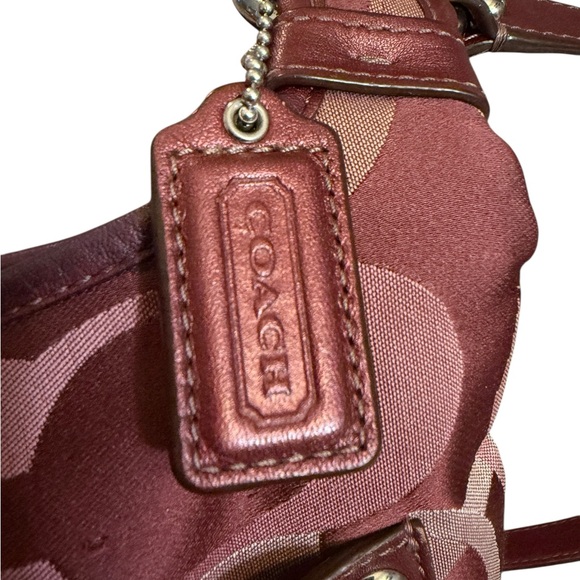 Coach Penelope Optic Art Signature Hippie Plum Crossbody w Metallic Leather Trim - Picture 5 of 10